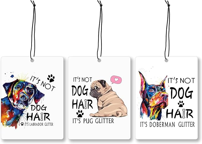 Mancheng-zi Funny Dog Car Air Freshener 3Pcs, Labrador Pug Doberman Lover Mom Gifts Air Freshener Hanging for Cars Closet Drawer or Books, Cute Dog Car Accessories Mirror Decor for Women