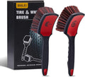 Wheel & Tire Brush Set, 2 Pack Car Wheel Brush & Tire Cleaner Brushes, Soft Bristle Rim Brush and Stiff Tire Scrub Brush, Scratch-Free Wheel Cleaning Kit for Car Detailing, Trucks, SUVs