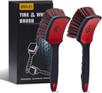 Wheel & Tire Brush Set, 2 Pack Car Wheel Brush & Tire Cleaner Brushes, Soft Bristle Rim Brush and Stiff Tire Scrub Brush, Scratch-Free Wheel Cleaning Kit for Car Detailing, Trucks, SUVs
