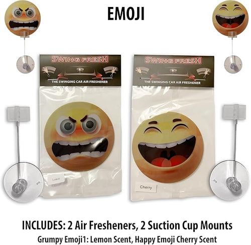2PCS Car Air Fresheners | The Air Freshener That Swings Back And Forth | Emoji, Cute | Scents Include, Lemon, Cherry, Lilly and Lavender (Emoji)
