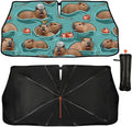 Cute Capybara Print Car Sunshade Umbrella Capybaras Windshield Sun Shade for Car Retractable Umbrella Sunshades for Front Window Cute Sun Shades Cover Visor Portector Block UV Rays