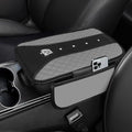 NBTEPEM Bling Crown Car Center Console Armrest Cover, Leather Middle Console Cover Cushion with 2 Storage Bags, Car Armrest Storage Box Interior Accessories for Most Vehicles(Gray)