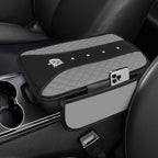 NBTEPEM Bling Crown Car Center Console Armrest Cover, Leather Middle Console Cover Cushion with 2 Storage Bags, Car Armrest Storage Box Interior Accessories for Most Vehicles(Gray)