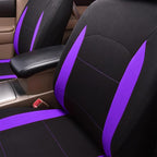 Flying Banner Car Seat Covers Front Seats Rear Bench Polyester car seat Protectors Easy installations Rear Bench Split Classic Man Lady Truck (Full Set - Low Back - Combo Pack, Black Purple)
