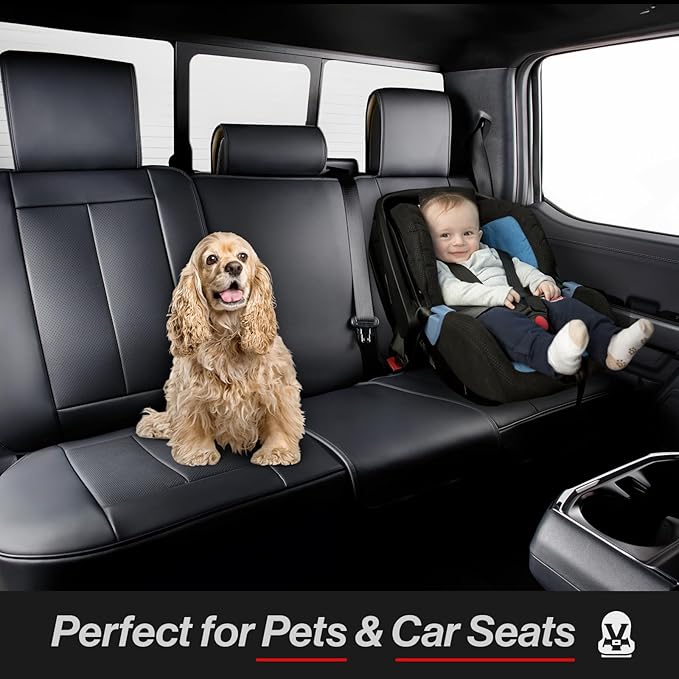 Coverland Custom Fit Car Seat Covers for Car Compatible with [2024-2026 BMW i5, 2022-2026 is 500, 2005-2022 Avalon] Premium Leather Non-Slip Interior Protector [Full Set Black - Size Chart X75]