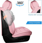 AOOG Fuzzy Car Seat Covers, Heated Bench Back Cushion Protector for Cars SUV Trucks(Full Set,Pink)