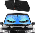 Socira Gorgeous Eyelash Car Windshield Sunshade Umbrella Foldable Visor Umbrella Sun Shade Cover Sunshade Front Window Cover Car Accessories Blocks Uv Rays (57" X 30")
