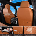 Huidasource Tacoma Car Seat Covers Brown Fit for 3rd Gen Toyota Tacoma 2016-2023 Double & Crew Cab SR SR5 Limited TRD Sport/Pro/Off Road, Front & Back Leather Truck Seat Cover (Full Set/Brown)