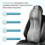 Coverado Upgraded Lumbar Support Pillow and Car Neck Pillow, Ergonomic Memory Foam Integrated Car Cushion Back Neck Support Pillow, Soft Leather Cushion Back Pain Relief for Car Seat Driving, Gray