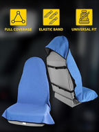 ZIMABLUE 1PC Waterproof Towel Car Seat Cover - 525g Heavy Duty 3-Layer Microfiber Sweat Protector for Bucket Seats - Non-Slip Machine Washable Universal Fit for Gym, Yoga, Beach, Pets & Outdoors-Blue