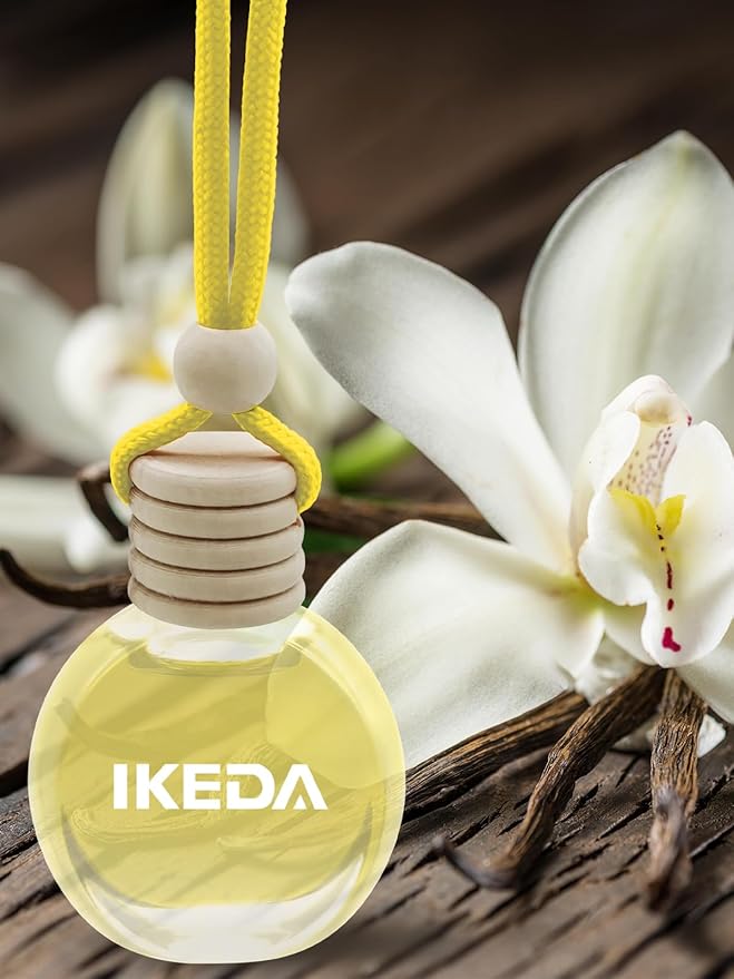 Ikeda Car Air Freshener: Hanging Car Smell Air Freshener | 10ml Hanging Car Perfume | Long Lasting Fragrance | Strong Scents Diffuser for Auto Home (Vanilla)