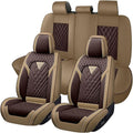 Truck Seat Covers for GMC Sierra 3500 2007-2026, Waterproof Premium Leather Full Coverage Car Seat Cover, Muscle Sport Style Auto Interior Seat Cover Sets (Full Set/Brown Coffee)