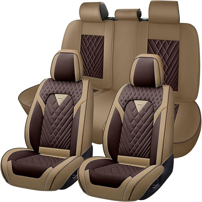 Truck Seat Covers for Ford Bronco 2021-2026, Waterproof Premium Leather Full Coverage Car Seat Cover, Muscle Sport Style Auto Interior Seat Cover Sets (Full Set/Brown Coffee)