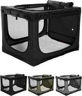 33" L x 25" W x 25" H Collapsible Travel Dog Crate, Portable Soft Dog Kennel for Medium Large Dogs up to 60 lbs, 4-Door Foldable Travel Crate with Durable Mesh & Storage Bag, Black