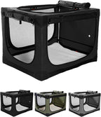 30" L x 21" W x 21" H Collapsible Travel Dog Crate, Portable Soft Dog Kennel for Medium Dogs up to 45 lbs, 4-Door Foldable Travel Crate with Durable Mesh & Storage Bag, Black