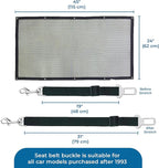 SunGrow  Dog Seat Belts with Barrier, 2 Adjustable 28" Nylon Belts, 24" x 45" Micro Mesh Net Divider for Cars, SUVs, and Trucks, 4 Hooks and Luggage Ropes for Assembly, Black, 1 Set per Pack
