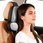 BEBAS Car Headrest Pillow - Memory Foam Neck Support Pillow for Driving, Ergonomically Designed for Long Drives & Travel, Pain Relief with Removable & Washable Cover | Gray, 1-Pack