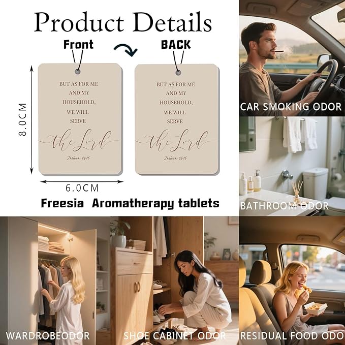 Christian Scripture Car Air Freshener 4Pcs, Inspirational Bible Quotes Hanging Scents,Coffee Color Bible Quote Gift Air Freshener Hanging in Car Wardrobe Drawer or Book.