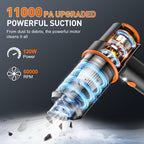 KMM Handheld Car Vacuum Cleaner, 11000PA Vacuum Cleaner & Air Duster, 120W High Power Vacuum Portable Cordless, Hand Held Vacuum Rechargeable with Multi-Nozzles & LED Light for Home, Car, Office