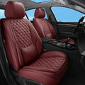 Car Seat Covers Front Seats Burgundy, Luxury Faux Leather Women Waterproof Non-Slip Seat Protector Universal Fit for Most Cars SUVs Trucks Pick-ups Car Accessories Interio(Wine Red-Front Seats)