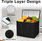2 I 4 Pack Insulated Reusable Grocery Shopping Bags with zippered top,Food Delivery Bag,Collapsible Cooler Bag