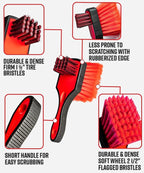 Adam's Polishes Double Sided Car Detailing Brush Wheel Brush & Tire Brush for Wheel Cleaning | Soft, Durable Chemical Resistant Bristles Against The Harshest Wheel & Tire Cleaner