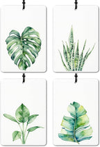 Green Plant Car Air Freshener 4 Pcs, Watercolor Tropical Monstera Succulents Leaves Botanical Air Freshener Hanging for Cars Books Closet Drawer, Plant Car Accessories for Women Men