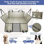 Back Seat Extender for Dogs Truck-Large Space, Dog Pet Seat Cover Back Seat Hard Bottom Holds 400lb, Waterproof Dog Hammock for Crew Cab Trucks F150, RAM1500, Sierra, Tundra, Silverado, Khaki