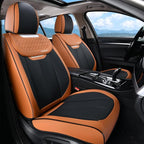 Coverado Seat Covers, Front Car Seat Cover, 2 Pack Breathable Nappa Leather Seat Cover, Waterproof Car Seat Protector, Car Seat Cushion, Universal Auto Seat Covers Fit for Most Cars (Brown&Black)