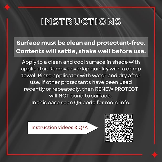 RENEW PROTECT - BLAK+GLOZ, Super Shine Combo - Acrylic Ceramic-Hybrid Protectant, Tire & Trim Restorer, Gloss to Mirror-Shine, RVs- Golf Cart- and Motorcycle-Safe, Wash-Proof, 5 min Dry-Seal 6.8oz