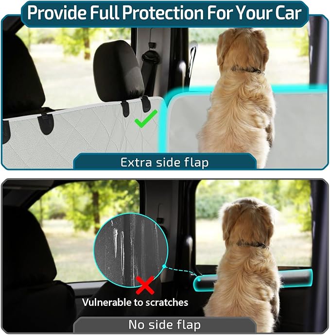 F-color SUV Cargo Liner for Dogs - Waterproof Pet Cargo Liner with Side Flaps, Comfort Dog Cargo Cover with Bumper Flap, Scratchproof Non-Slip Large for Full-Size SUVs Vans, 55 x 93 Inch, Grey