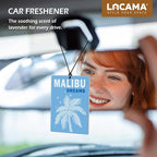 Lacama Blue Beach Preppy Car Air Freshener 3Pcs, Coastal Malibu Palm Tree Coral Champagne Bottle Cars Scents Air Freshener for Women Girls Gifts, Preppy Car Accessories Interior Mirror Decor Hanging