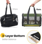 Dog Carrier Soft Sided, Large Cat Carrier with Inner Safety Leash, Pet Transport Carrier for Large Cats and Medium Dogs up to 20 Lbs, Collapsible Travel Puppy Carrier Bag -Green L