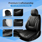 Fit Colorado Car Seat Covers (Front Pair) for Select Chevy/Chevrolet Colorado 2015-2026 - Premium Full Coverage Leather, Waterproof & All Weather Seat Cushion Protector, Black