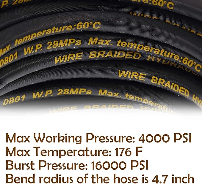 Twinkle Star 25FT Pressure Washer Hose with 3/8 Inch Quick Connect, High Tensile Wire Braided Power Washer Hose, 4000 PSI