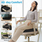 Large Seat Cushion，Soft Foam Cushion for Long Sitting Hours on Office Chair, Home & Car, Non-Slip Chair Pad for Relieving Back & Sciatica & Hip & Coccyx Pain (Black)