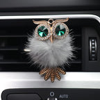 HungMieh 1PCS Bling Car Accessories for Women, Rhinestone Car Décor Interior, Car Charm Air Vent Clip with Pads for Fragrance (Owl Grey)