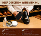 Leather Boot Care Kit, Mink Oil & Saddle Soap for Leather Cleaning & Leather Boots, 6-in-1 Leather Shoe Care Kit, Leather Cleaner and Conditioner for Purses, Shoes, Boots, Couch, Car