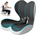 Seat Cushion for Office Chair and Car, Lumbar Support Pillow for Office Chair, Memory Foam Ergonomic Seat Cushion for Long Sitting, Back & Tailbone Pain, Sciatica - Dark Gray & Light Gray