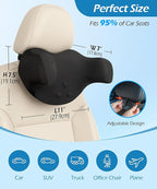 Car Neck Pillow: 2 Pack Ergonomic Memory Foam Headrest Pillow for Driving, Adjustable Neck Support Cushion for Pain Relief, Head Rest Pillows for Car Seat, Truck - Black
