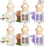 Car Air Freshener 6 Pack, Vanilla Cream,Mahogany & Lavender 3 Natural Scent, Long Lasting Essential Oil Fragrance Diffuser, Hanging Air Freshener Cute Car Accessories Interior for women
