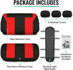 FH Group Automotive Car Seat Covers Rear Set Premium 3D Air Mesh Seat Covers, Airbag Compatible and Split Bench Cover Universal Fit Interior Accessories for Cars Trucks and SUVs - Red