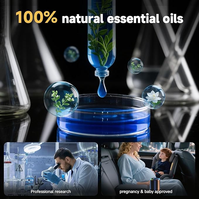 Smart Car Air Freshener Diffuser Voice Control with Starry Projection Light, 3 Adjustable Modes Intelligent Aromatherapy for Essential Oil, Smart Auto On/Off, Voice Edition (Cologne + Ocean)