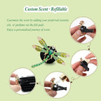 Dragonfly Car Decor,2pcs Bling Dragonfly Air Freshener Vent Clips,Cute Car Accessories,Refillable Car Diffuser, Glamorous Green Decor