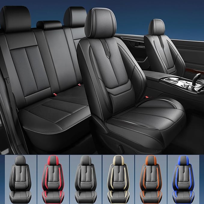 Fit CRV Car Seat Covers for Honda CR-V 2013-2024 2025 2026 -Upgraded Premium Waterproof & Breathable Leather,Airbag Compatible,All-Weather Seat Cushion Protector,Full Set,Black