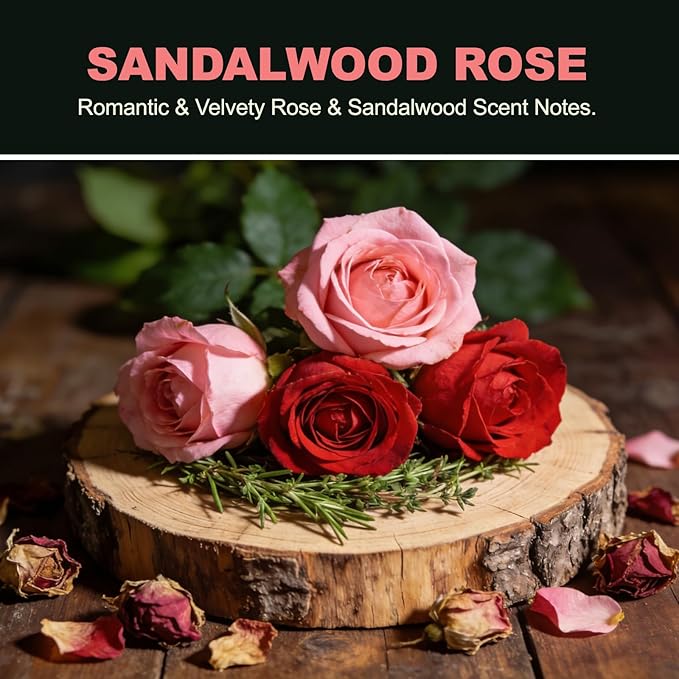Car Air Freshener, Sandalwood Rose Scent Diffuser with Rotating Cap for Adjustable Fragrance Intensity, Gel Odor Eliminator for Home Car Bathroom, Every 6.4 oz Lasts 90 Days, 2 Pack, Black