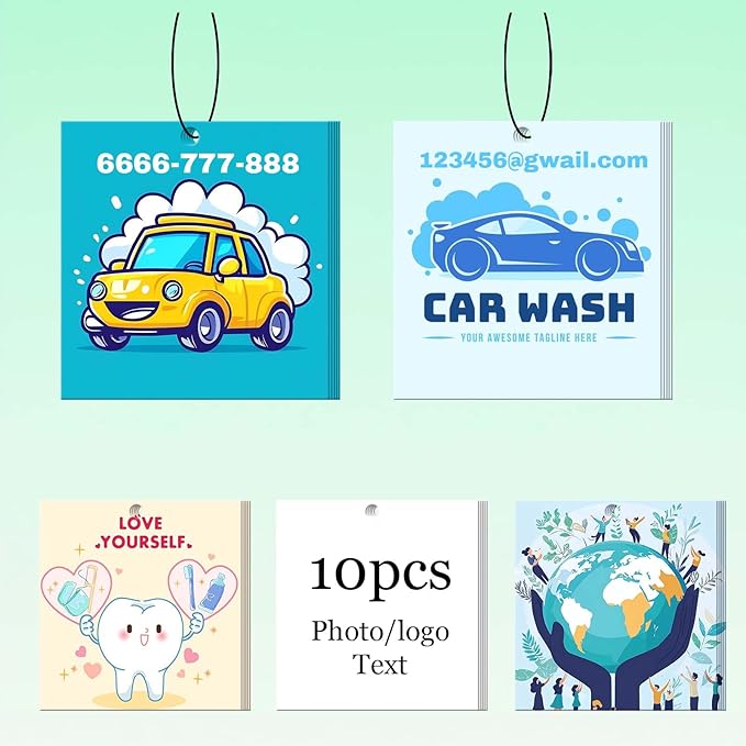 10-1000Pcs Custom Air Fresheners with Picture Double Sided Personalized Photo/Logo Air Freshener for Car Personalized gift for Company Branding Business Events Store Promotion
