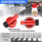Car Wash Foam Gun/Hose Sprayer, 16 IN 1 Cannon, Adjustable with 2.5-6 Ratio Dial Foam Blaster, 1L Bottle, Nozzles, Mitten, 1/2” Quick Connector for Garden Hose, for Car/Garden Cleaning