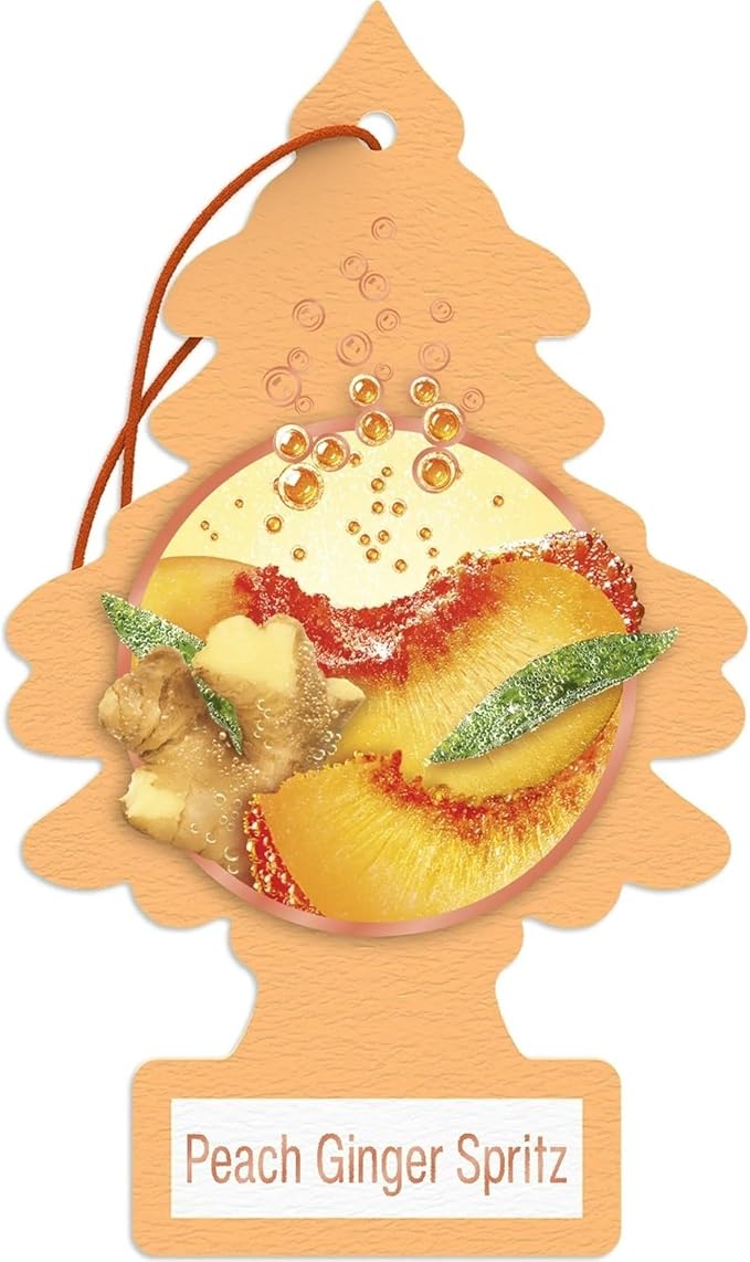 LITTLE TREES Car Air Freshener Hanging Tree Provides Long Lasting Scent for Auto & Home, Peach Ginger Spritz