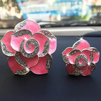 2 Pcs Camellia Air Vent Clips, Cute Flower Car Air Freshener Clip, Bling SUV Outlet Decorations, Crystal Rose Vent Diffuser, Charm Car Inter Decor Accessories for Women Girls